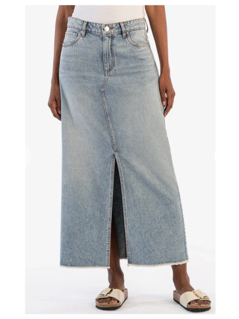 EUC Kut From The Kloth Brea High Waist Denim Maxi Skirt